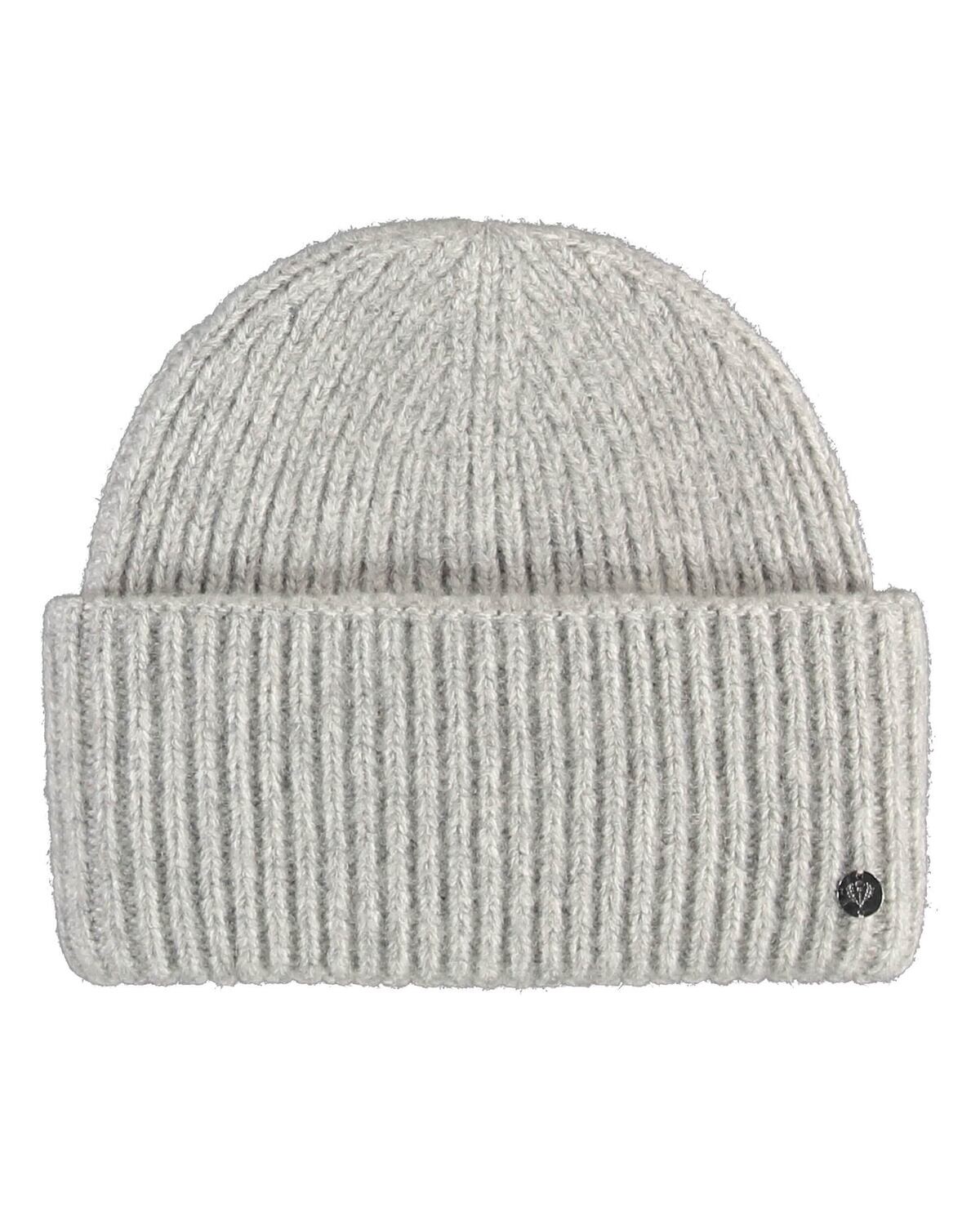 Rib Knit Hat in Wool Blend Silver