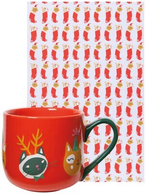 Mug and Dishtowel Set Let It Meow