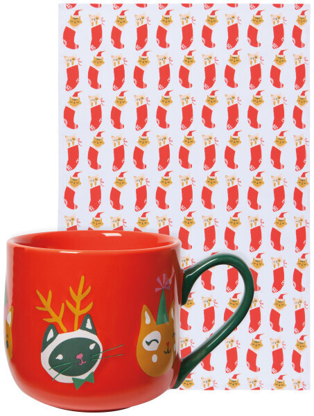 Mug and Dishtowel Set Let It Meow