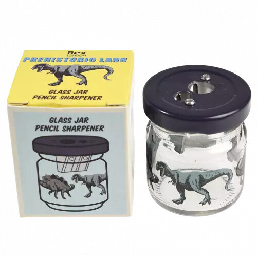 Glass Jar Pencil Sharpener Dinosaurs Prehistoric Land