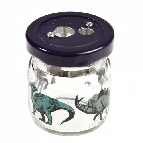 Glass Jar Pencil Sharpener Dinosaurs Prehistoric Land