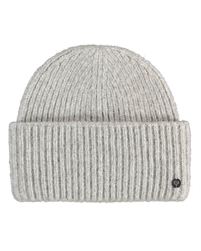 Rib Knit Hat in Wool Blend Silver