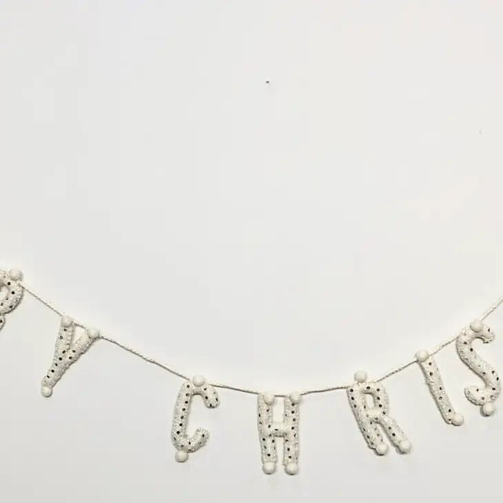 Felt Garland Merry Christmas White