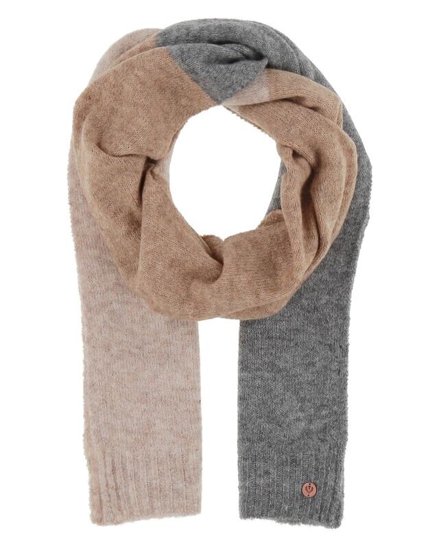 Knit Scarf With Block Stripes Camel