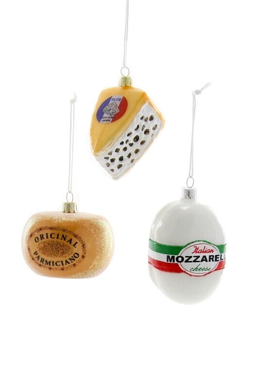 Glass Ornament Cheeses 3 Assorted