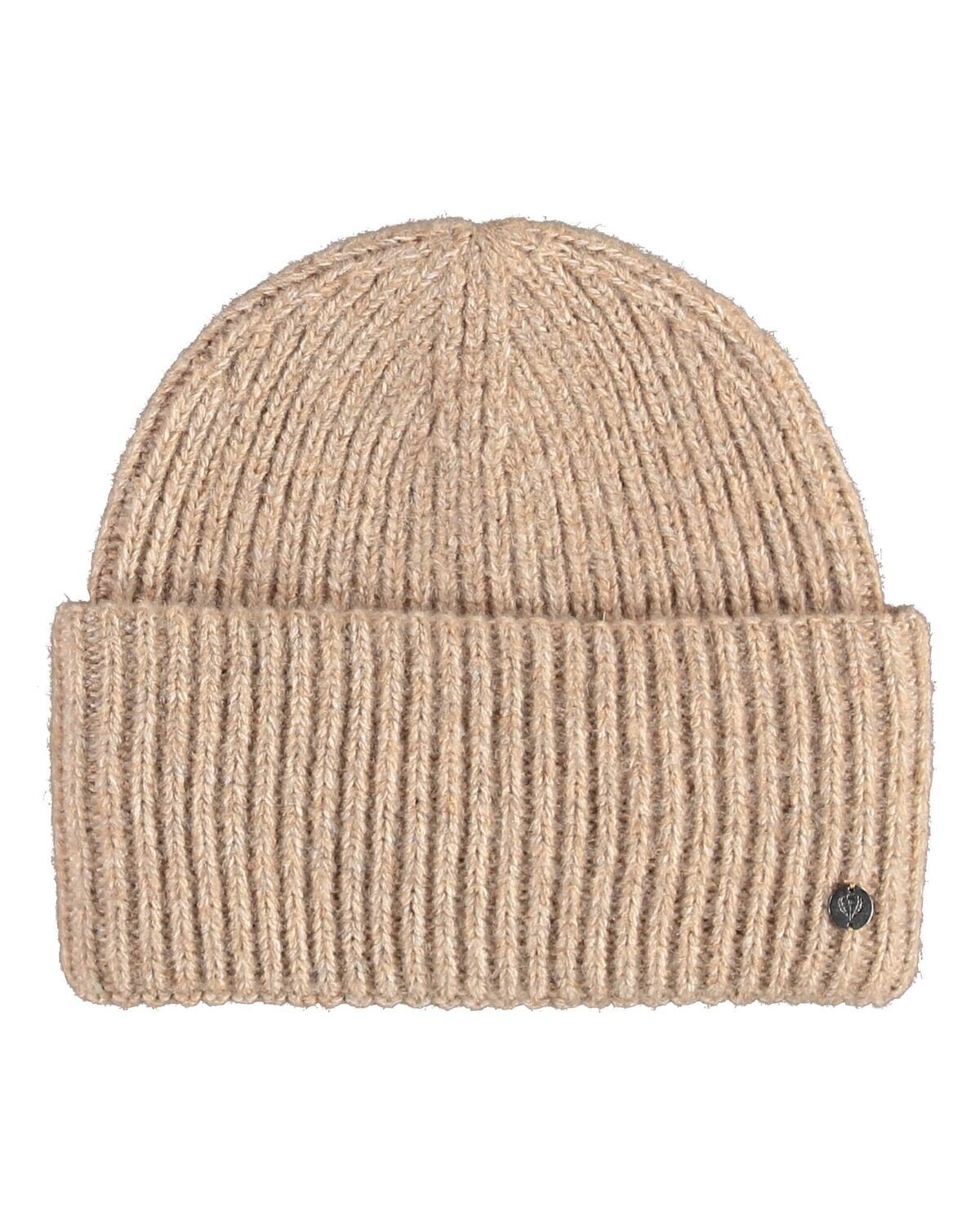 Rib Knit Hat in Wool Blend Camel