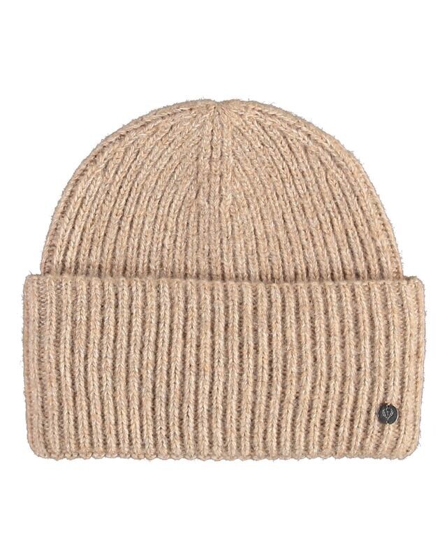 Rib Knit Hat in Wool Blend Camel