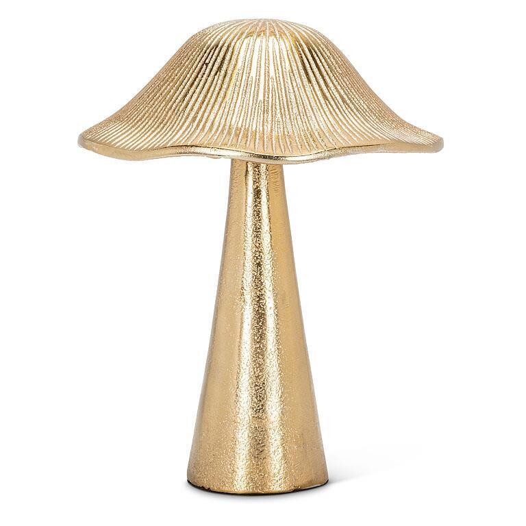 Sculpture Gold Ribbed Mushroom Large 7&quot;