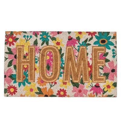 Doormat Rubber Bottom Floral Pressed HOME