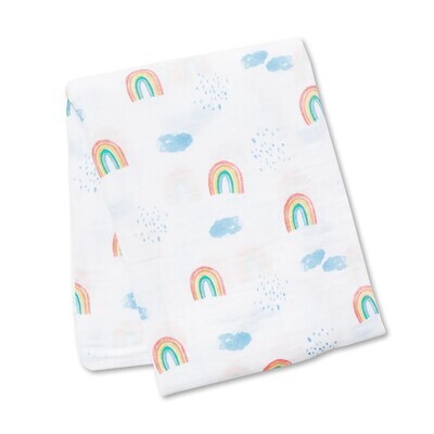 Cotton Muslin Swaddle Blanket Rainbow Sky