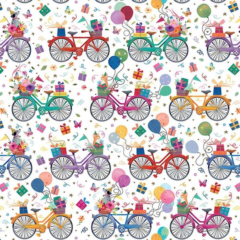 Gift Wrap Roll Birthday Bicycles