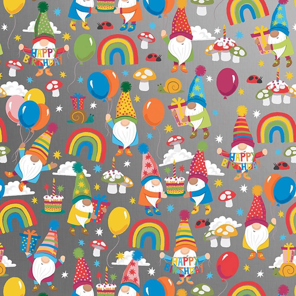 Gift Wrap Roll Birthday Gnomes