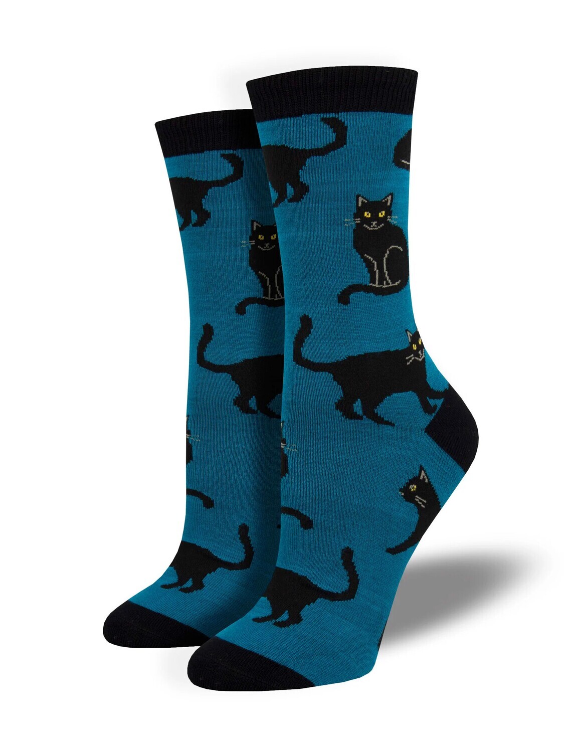 Women&#39;s Bamboo Crew Black Cat Blue