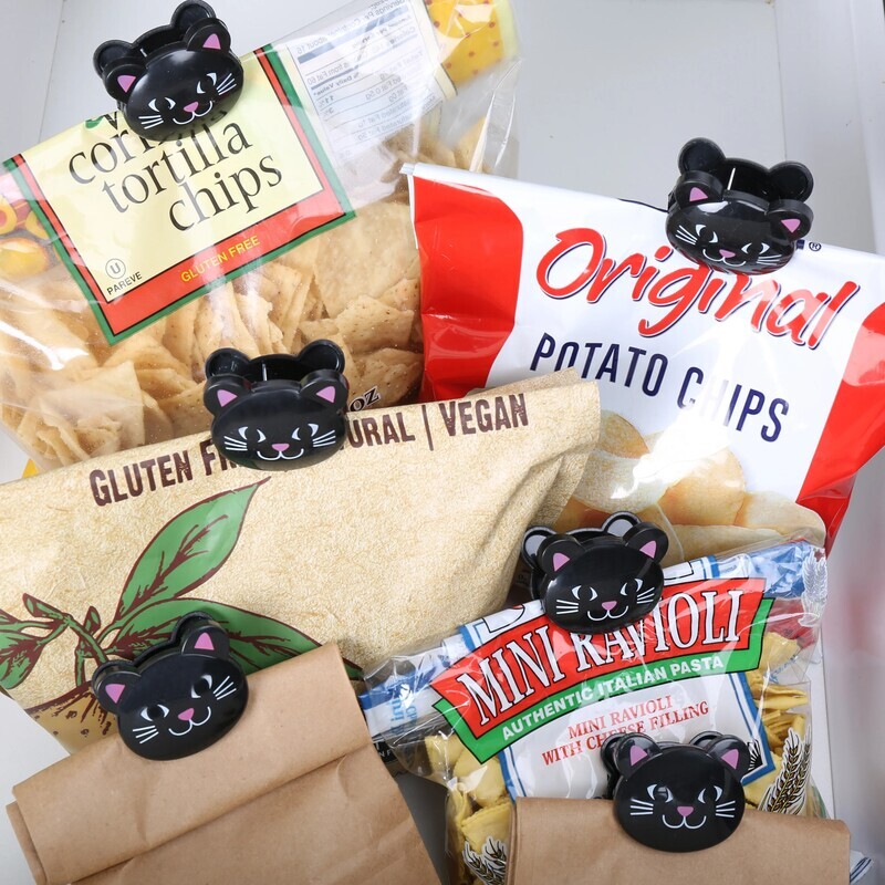 Black Cat Bag Clips Set of 6