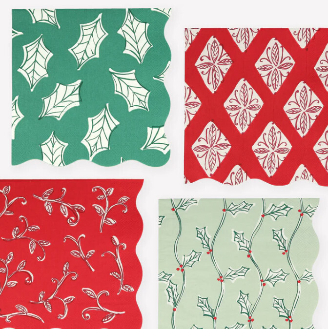 Napkins Large Block Print 16 Assorted