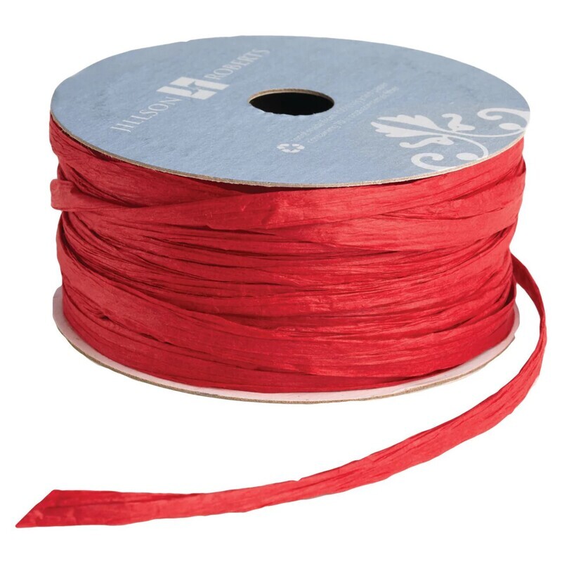 Ribbon Raffia Paper Red