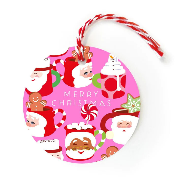 Gift Tags With Tie String 10pcs Hot Cocoa Santa
