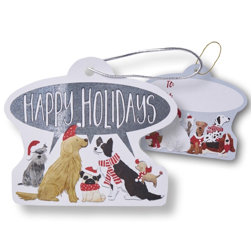 Gift Tags With Tie String 4pcs Santa’s Helper ( Dogs )