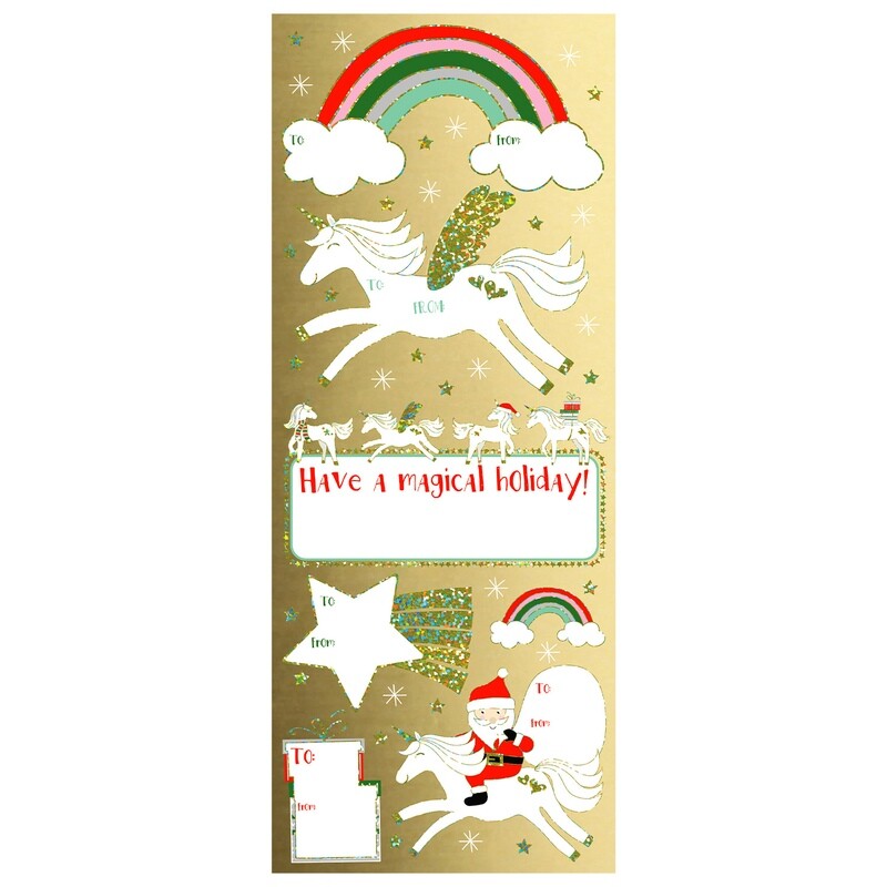 Gift Label Stickers Merry Unicorns