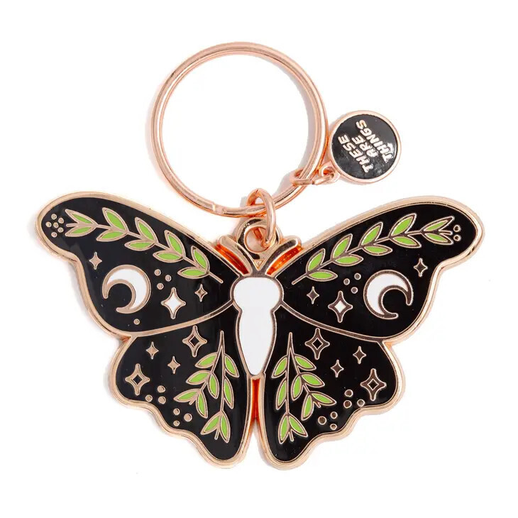 Enamel Keychain Lunar Floral Moth