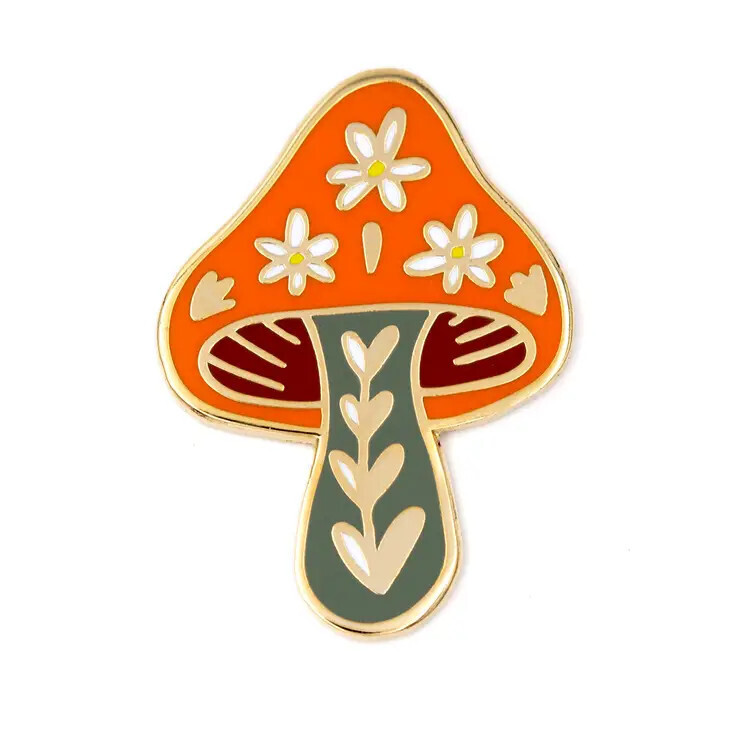 Enamel Pin Floral Mushroom