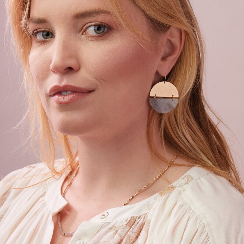 Miyuki Small Hoop Earrings Pewter Multi Gold