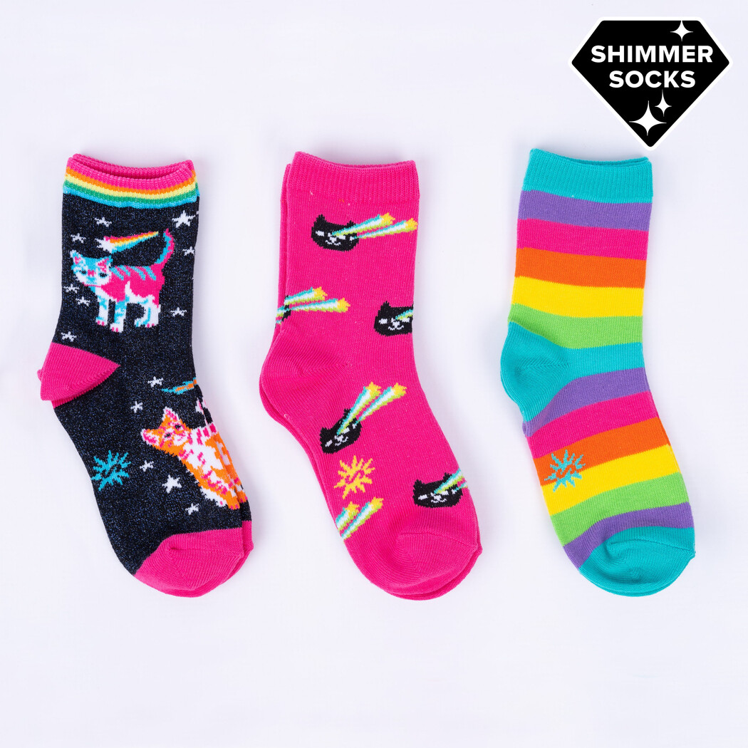 Junior Crew Socks Pack of 3 Space Cats