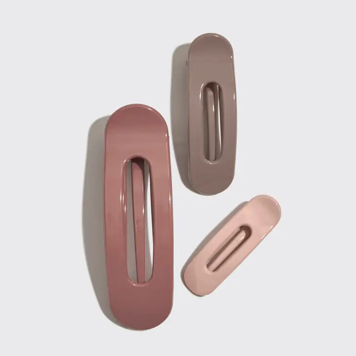 Recycled Plastic Flat Lay Claw Clips 3pc Ultra Glossy Terracotta