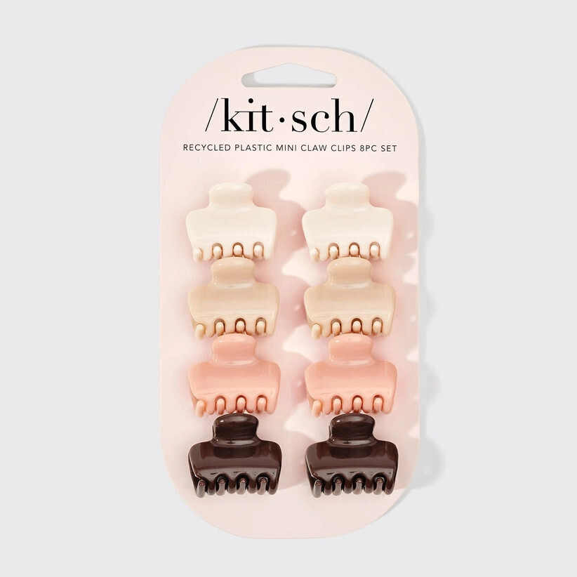 Recycled Plastic Mini Cloud Claw Clips 8pc Set Rosewood