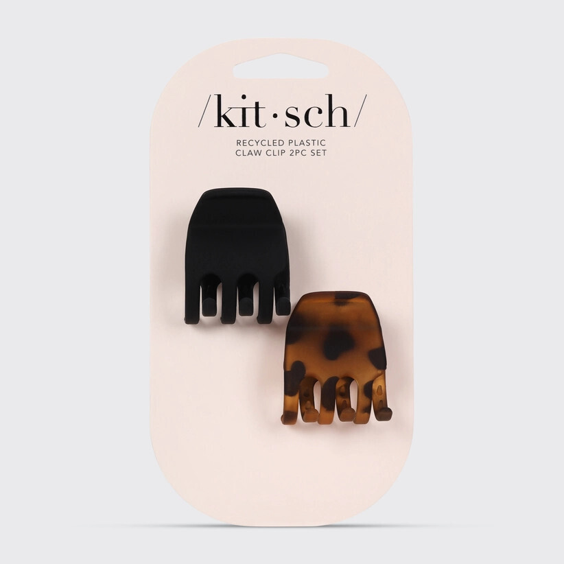 Eco-Friendly Medium Claw Clips 2pc Set Black &amp; Tortoise