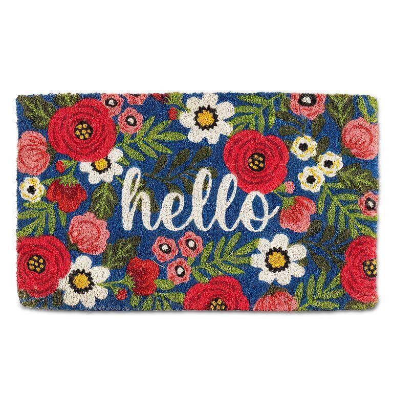 Doormat Floral Hello 18&quot;x 30&quot;