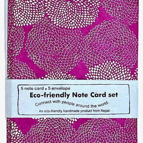 A2 Stationery Set Gold Mums on Magenta Set of 5