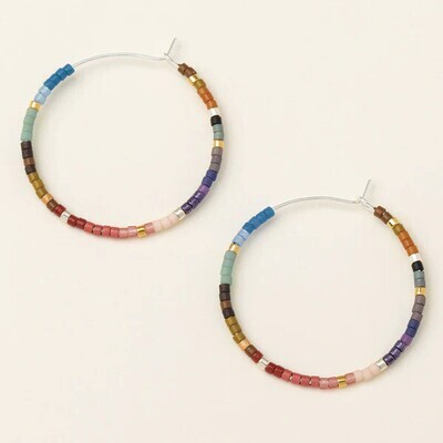Chromacolour Miyuki Small Hoop Earrings Dark Multi Silver