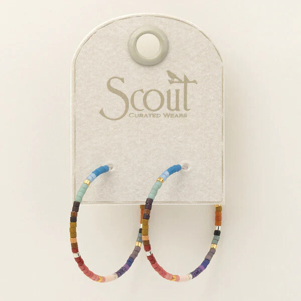 Miyuki Small Hoop Earrings Dark Multi Silver