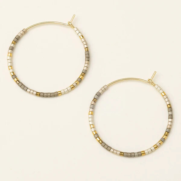 Chromacolour Miyuki Small Hoop Earrings Pewter Multi Gold
