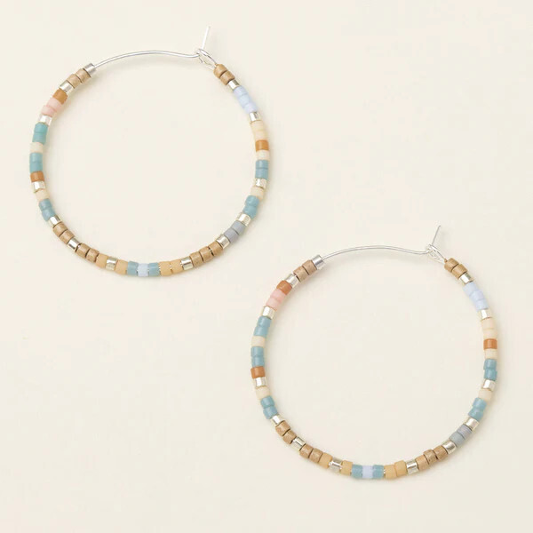 Chromacolour Miyuki Small Hoop Earrings Desert Blue Multi Silver