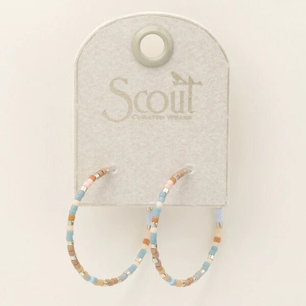 Miyuki Small Hoop Earrings Desert Blue Multi Silver