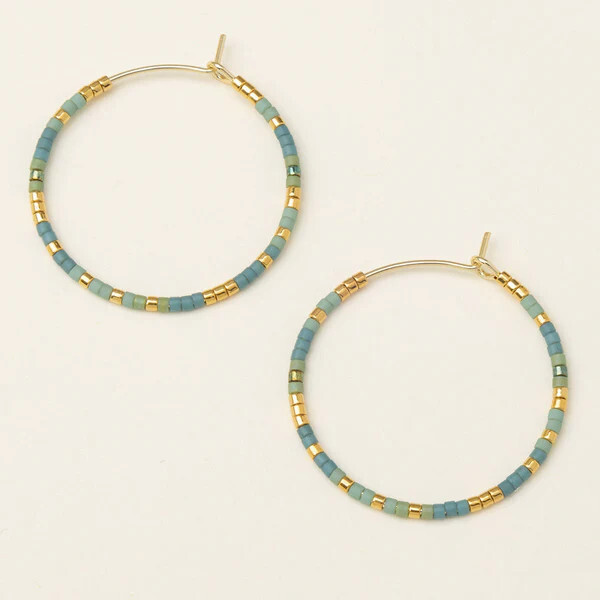 Chromacolour Miyuki Small Hoop Earrings Turquoise Mint Gold