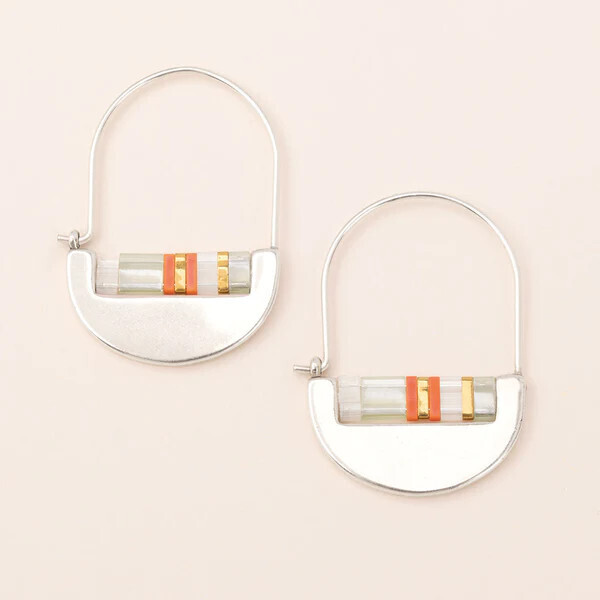 Good Karma Miyuki Crescent Hoop Mist Salmon Silver
