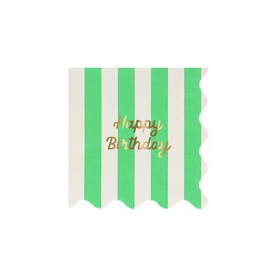 Napkins Small Stripe Happy Birthday