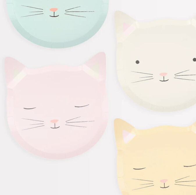 Plates Cute Kitten Set of 8