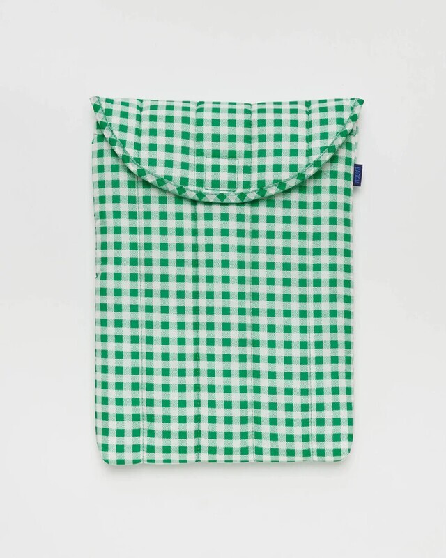 Puffy Laptop Sleeve 13&quot;/14&quot; Green Gingham
