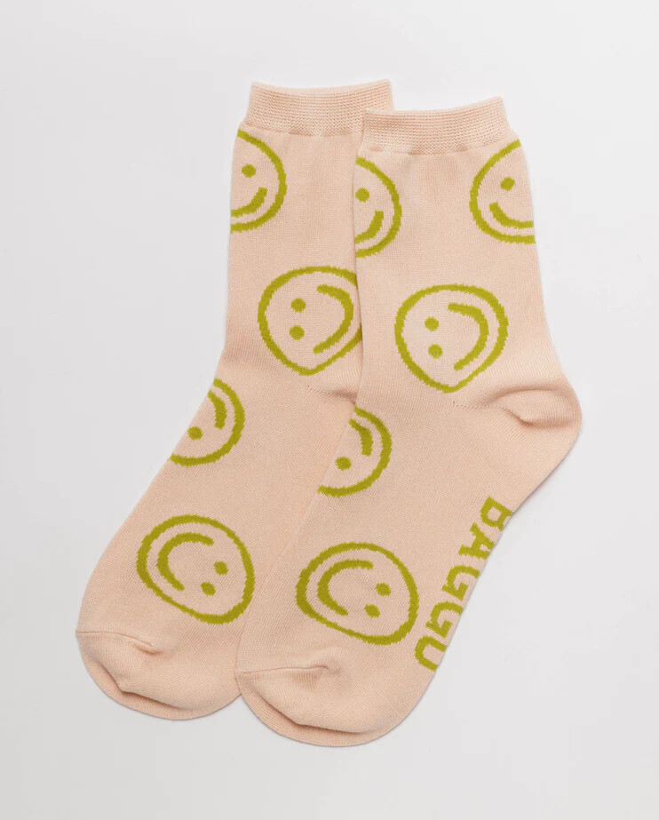 Crew Sock Light Pink Happy