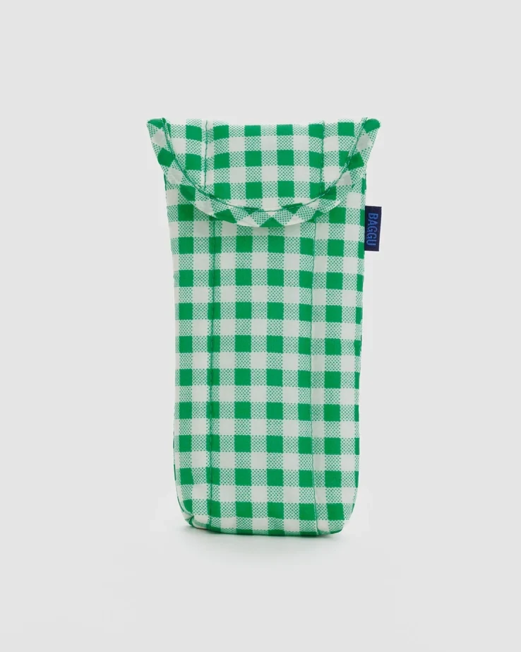 Puffy Glasses Sleeve Green Gingham