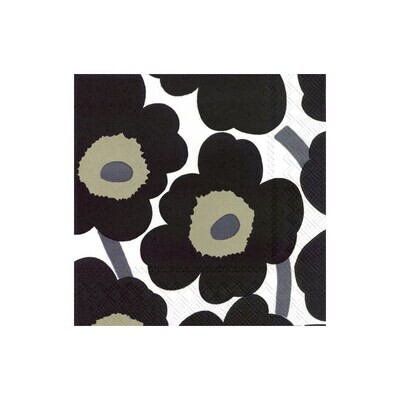 Paper Lunch Napkin Unikko White Black