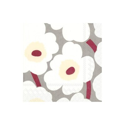 Paper Cocktail Napkin Unikko Grey Cream