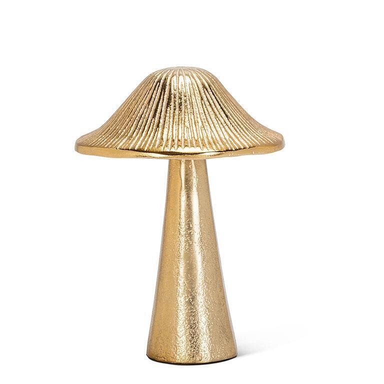 Sculpture Gold Ribbed Mushroom Medium 6&quot;