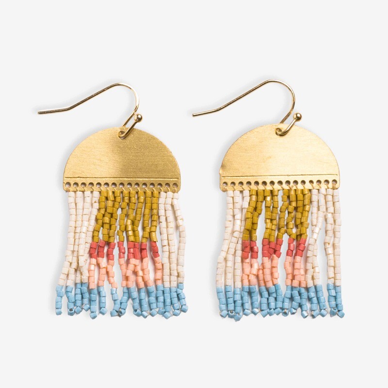 Birdie Abstract Beaded Fringe Earrings Amalfi