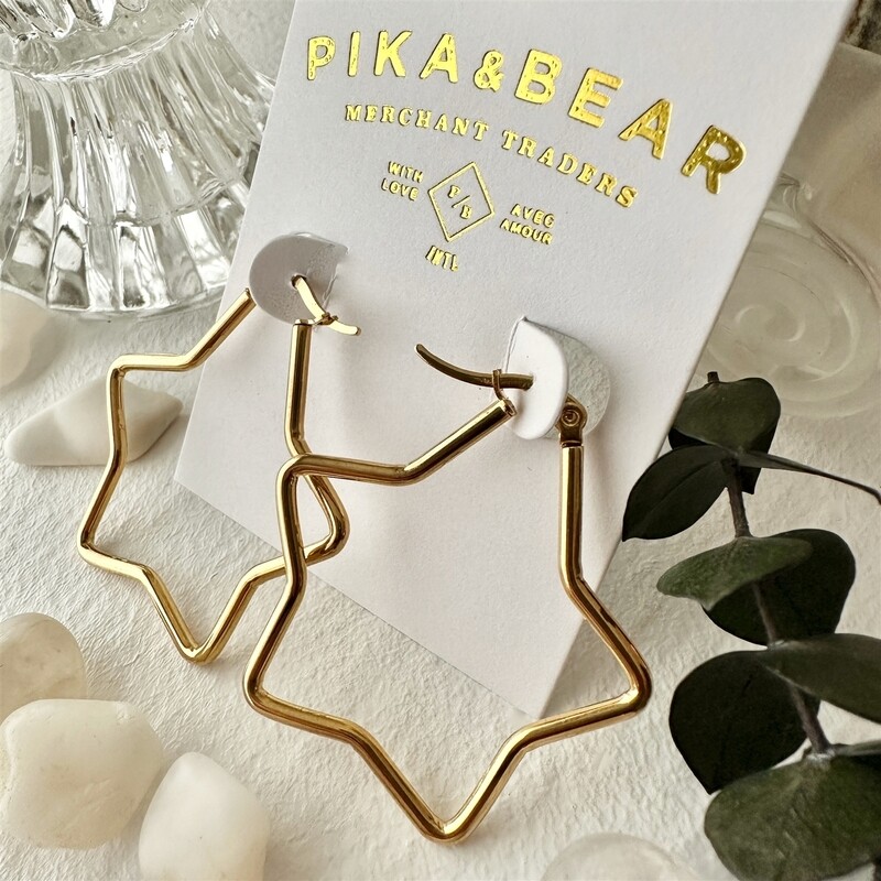 &quot;Arcalis&quot; Star Shaped Hoop Earrings
