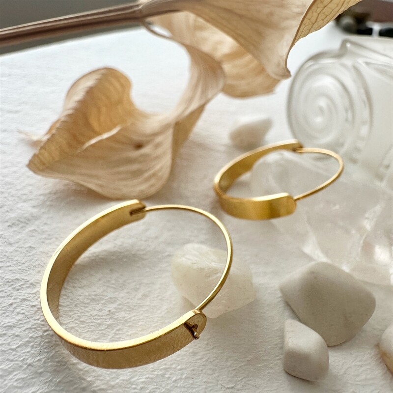 "Torus" Contemporary Hoop Earrings in Gold